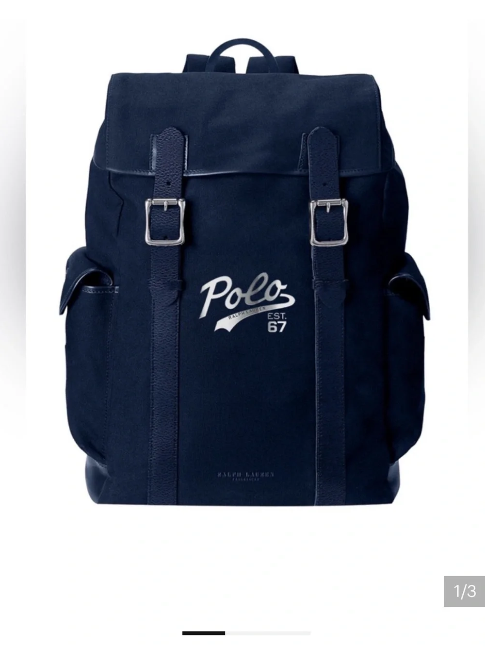Polo by Ralph Lauren Navy Canvas Backpack with Polo 67 Logo